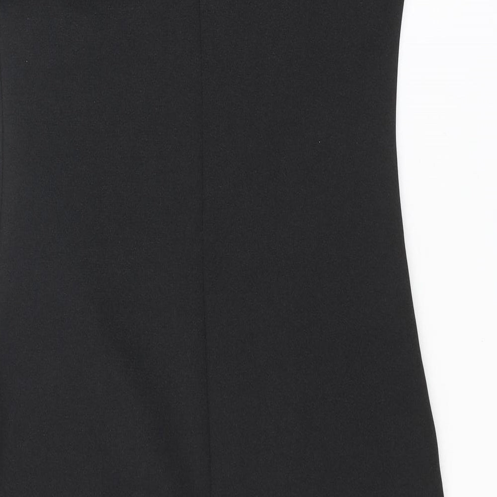 Amy Childs Womens Black Polyester Pencil Dress Size 12 Square Neck Zip