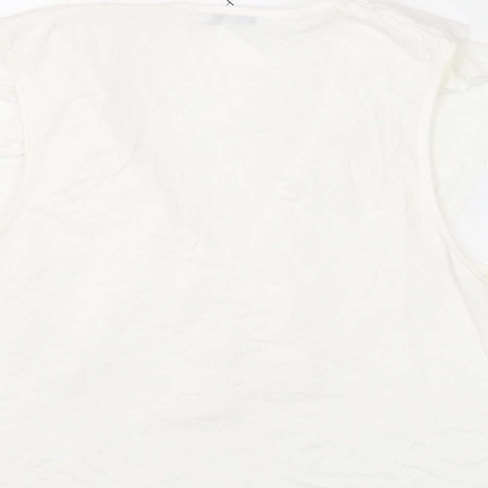 Zara Womens White Polyester Camisole Blouse Size L V-Neck - Frill