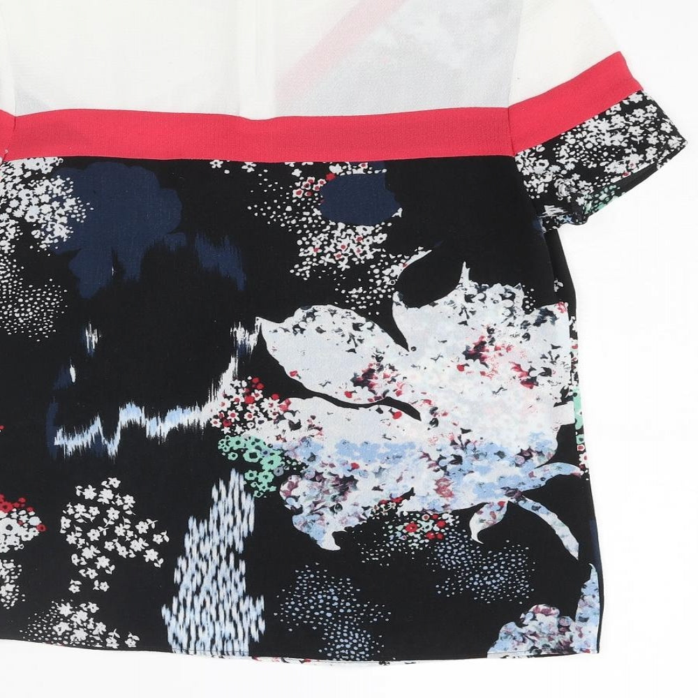 NEXT Womens Multicoloured Floral Polyester Basic T-Shirt Size 6 Round Neck