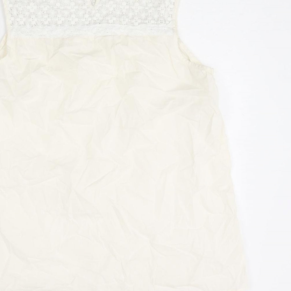 Marks & Spencer Womens Ivory Cotton Basic Tank Size 14 Round Neck
