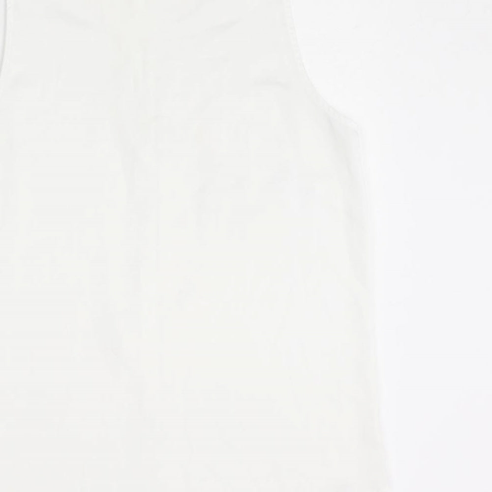 H&M Womens White Polyester Basic Blouse Size 14 Mock Neck