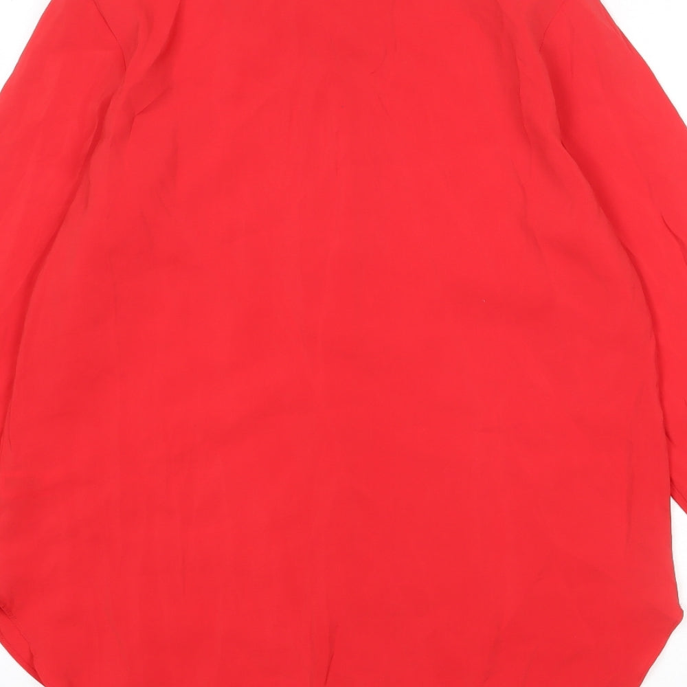 NEXT Womens Red Modal Basic Button-Up Size 10 Collared