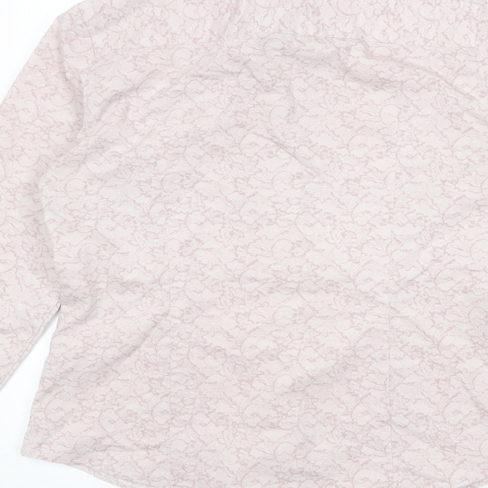 NEXT Womens Pink Geometric Cotton Basic Button-Up Size 12 Collared
