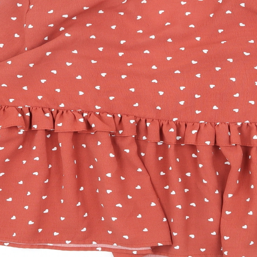 Vera & Lucy Womens Red Geometric Viscose Basic Blouse Size S V-Neck