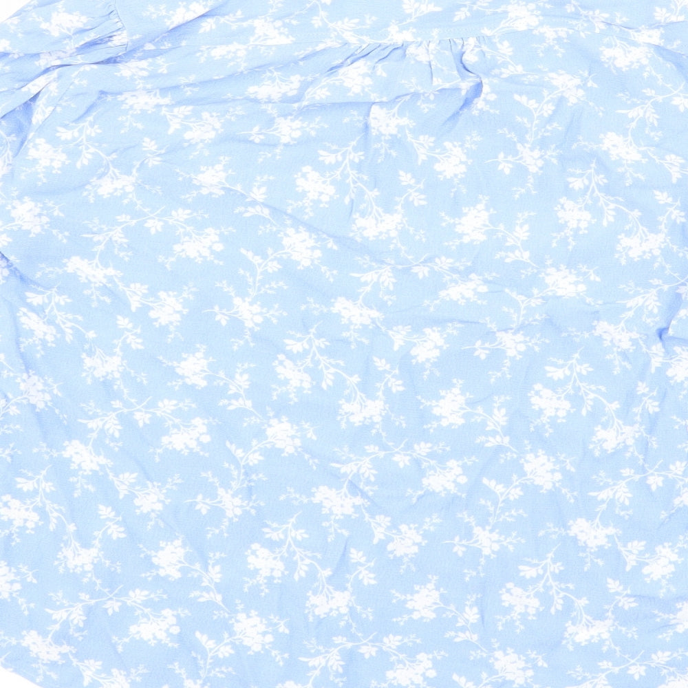Per Una Womens Blue Floral Viscose Basic Blouse Size 8 V-Neck
