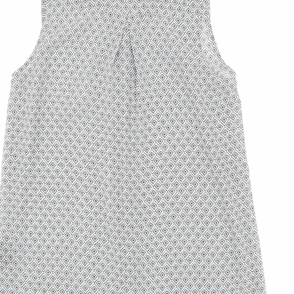 H&M Womens Multicoloured Geometric Polyester Basic Button-Up Size 8 Collared