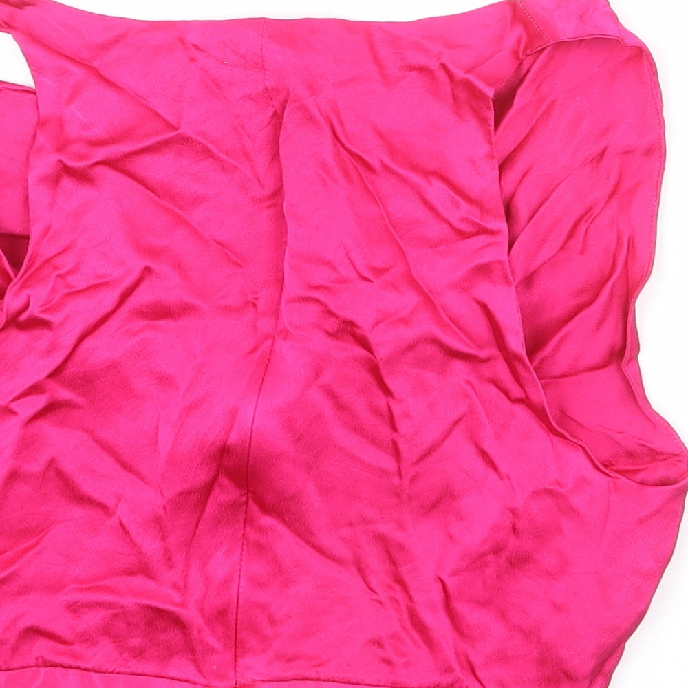 Zara Womens Pink Polyester Cropped Tank Size S V-Neck