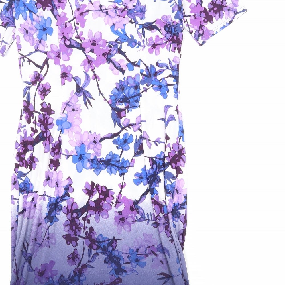 Marks & Spencer Womens Multicoloured Floral Polyester Shift Size 12 V-Neck Pullover - Ombre