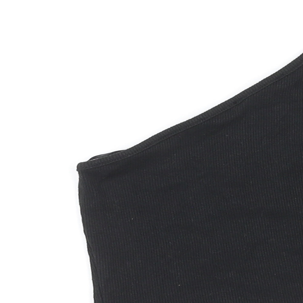 Zara Womens Black Cotton Basic Tank Size S One Shoulder - Cut Out