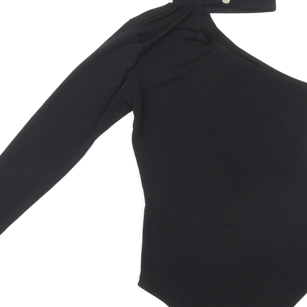 Zack Womens Black Polyester Bodysuit One-Piece Size 4 Snap