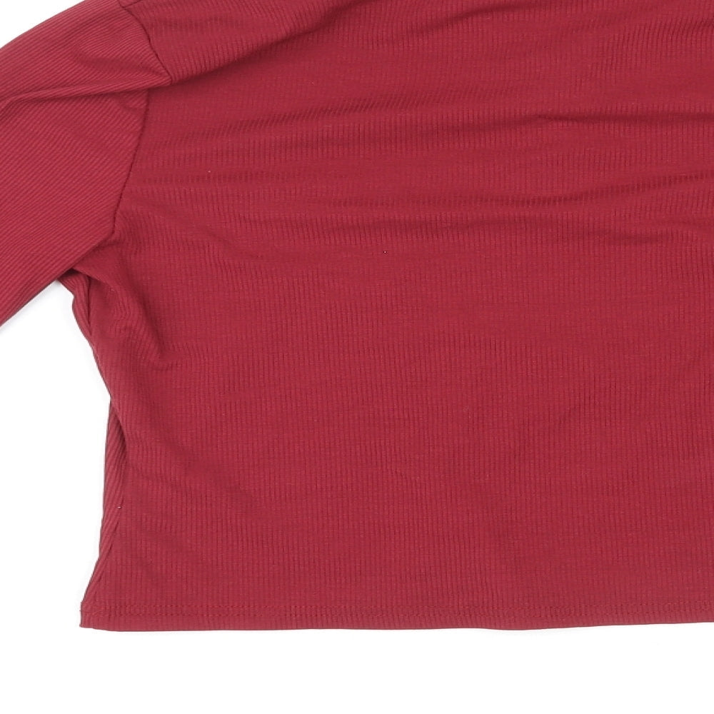 Coast Womens Red Polyester Basic T-Shirt Size L Collared