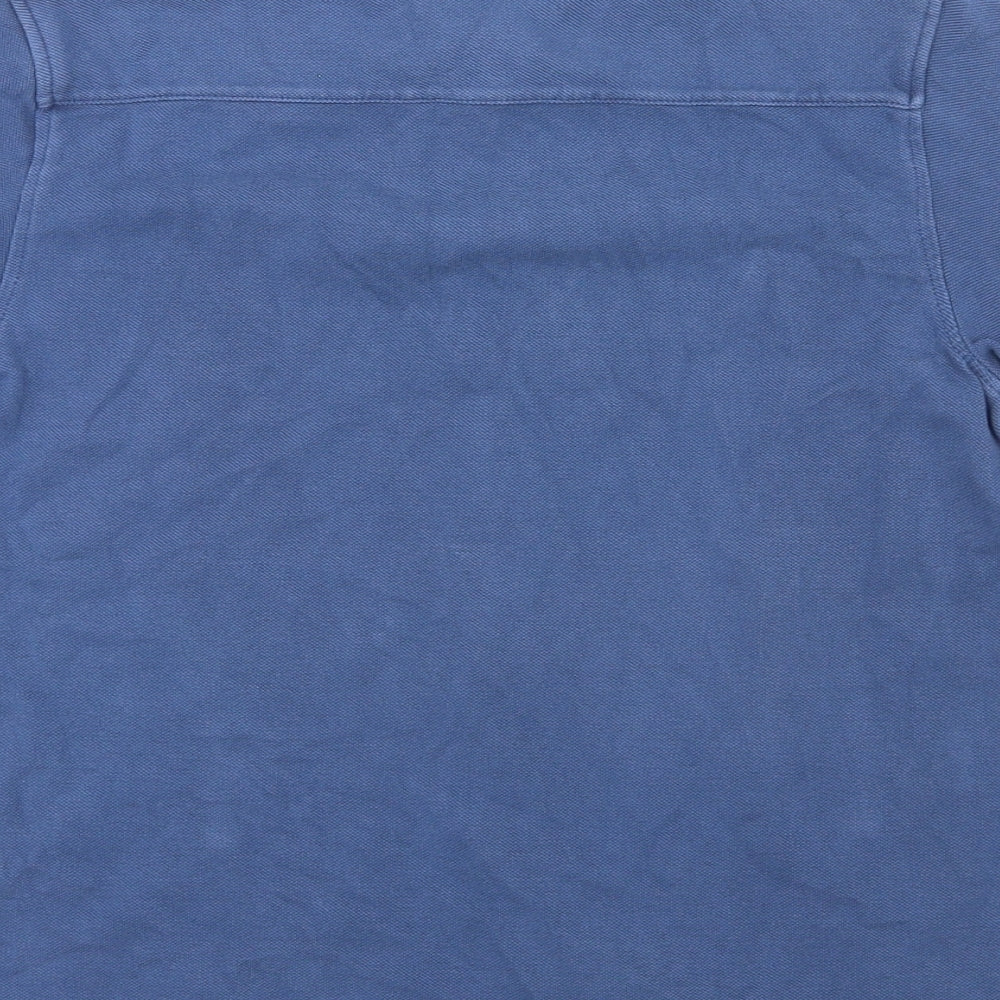 Zara Womens Blue Cotton Basic Button-Up Size 10 Collared