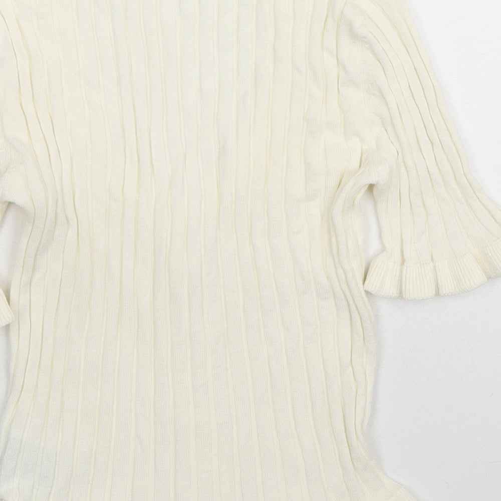 Brave Soul Womens Ivory Scoop Neck Viscose Pullover Jumper Size M