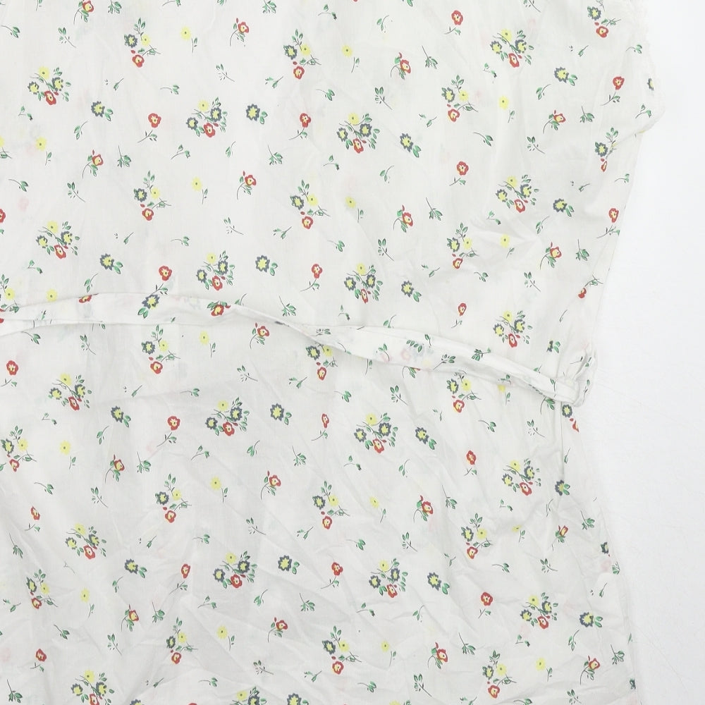 Topshop Womens White Floral Cotton Kimono Blouse Size 6 V-Neck