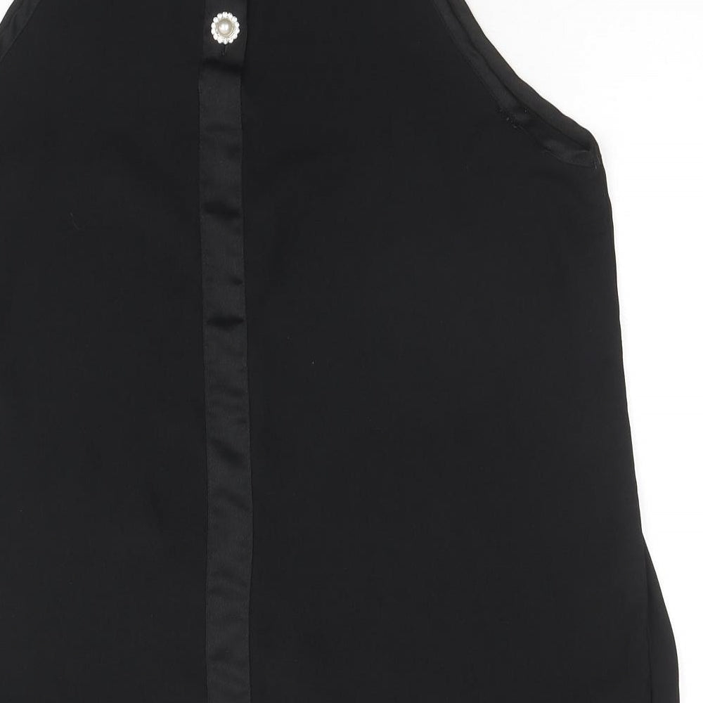 River Island Womens Black Polyester Basic Tank Size 8 Round Neck