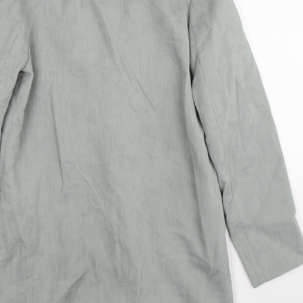 Brand and care label for ASOS women’s grey gilet blazer, size UK 4, button