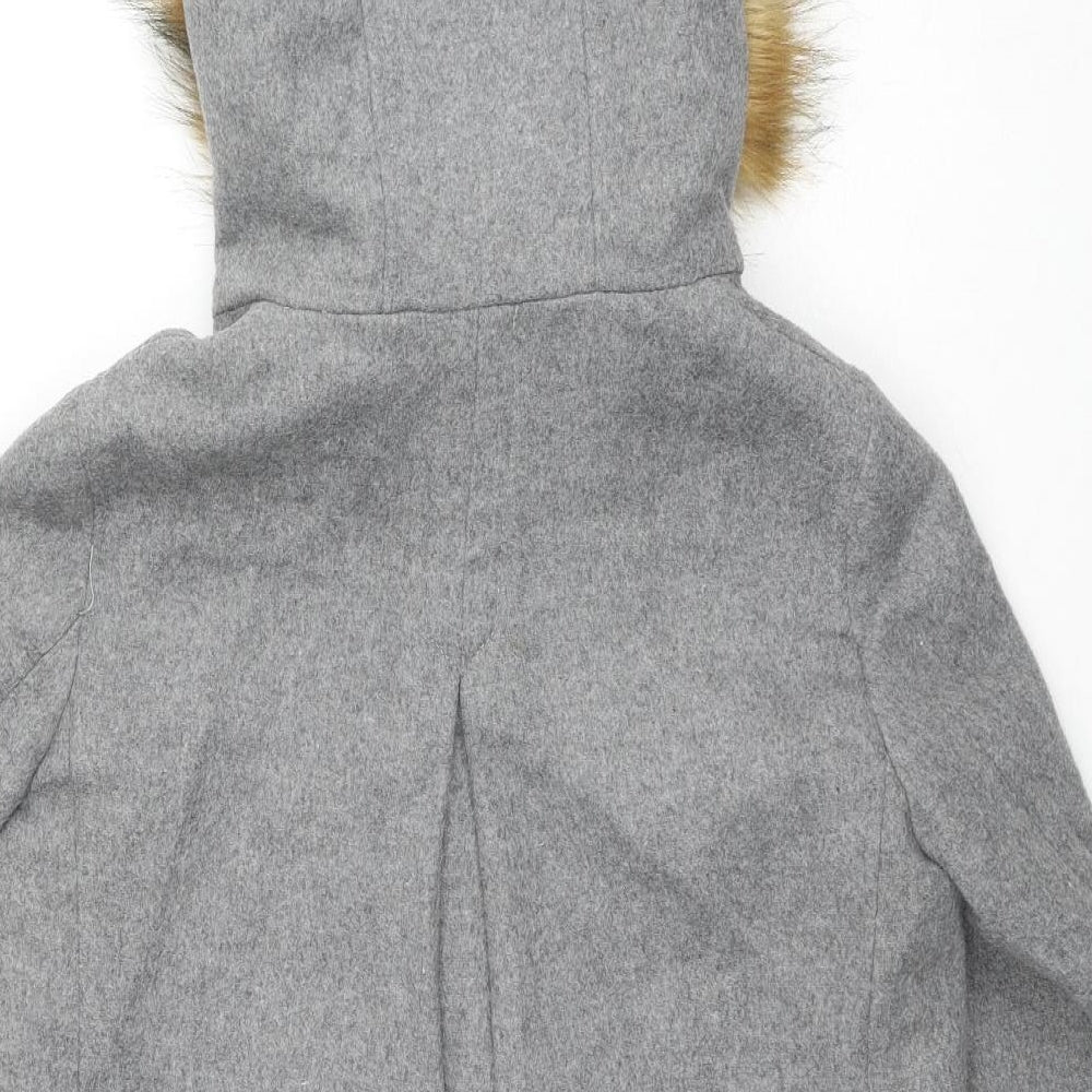 Zara Womens Grey Parka Coat Size M Button