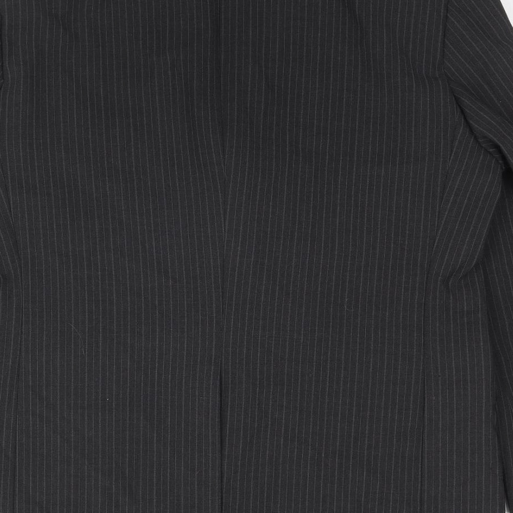Marks & Spencer Mens Black Striped Polyester Jacket Suit Jacket Size 42 Regular