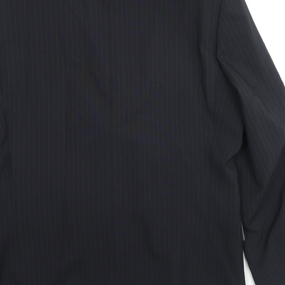 C&A Mens Black Striped Polyester Jacket Suit Jacket Size 40 Regular