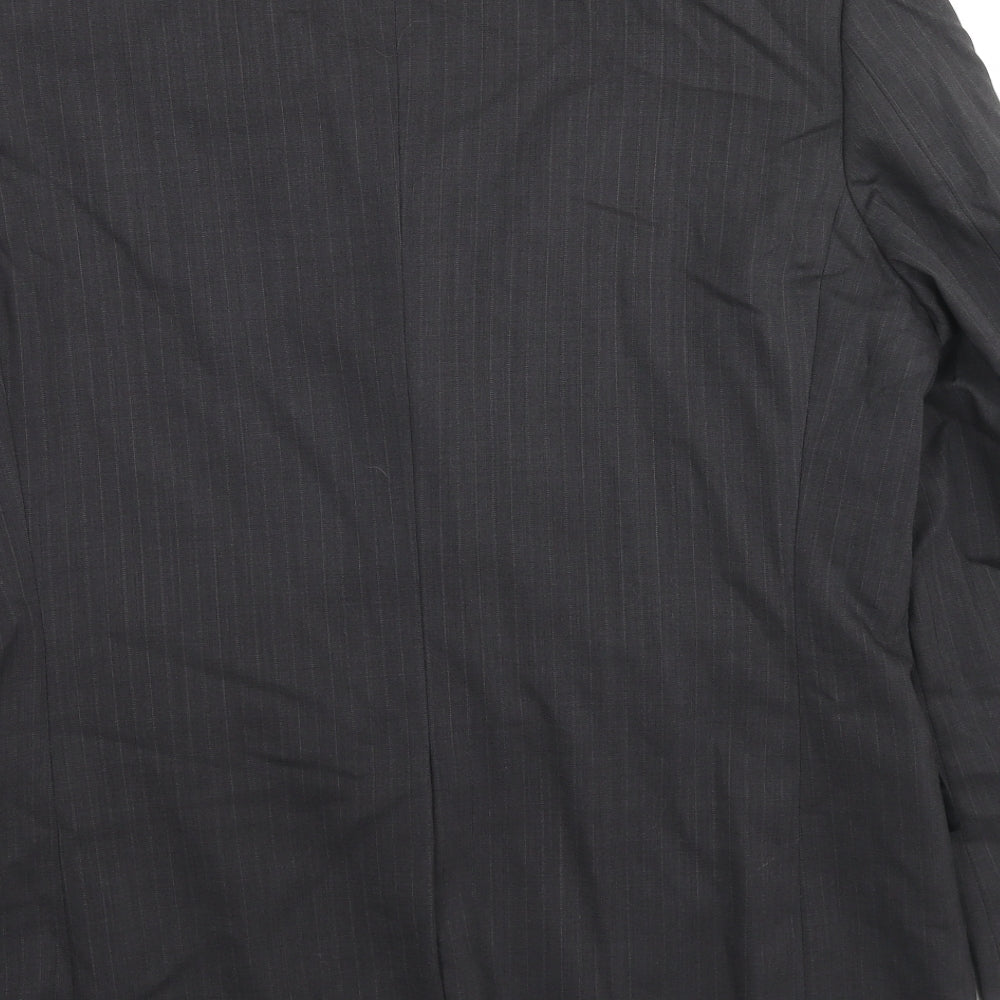 Burton Mens Grey Striped Wool Jacket Suit Jacket Size 40 Regular