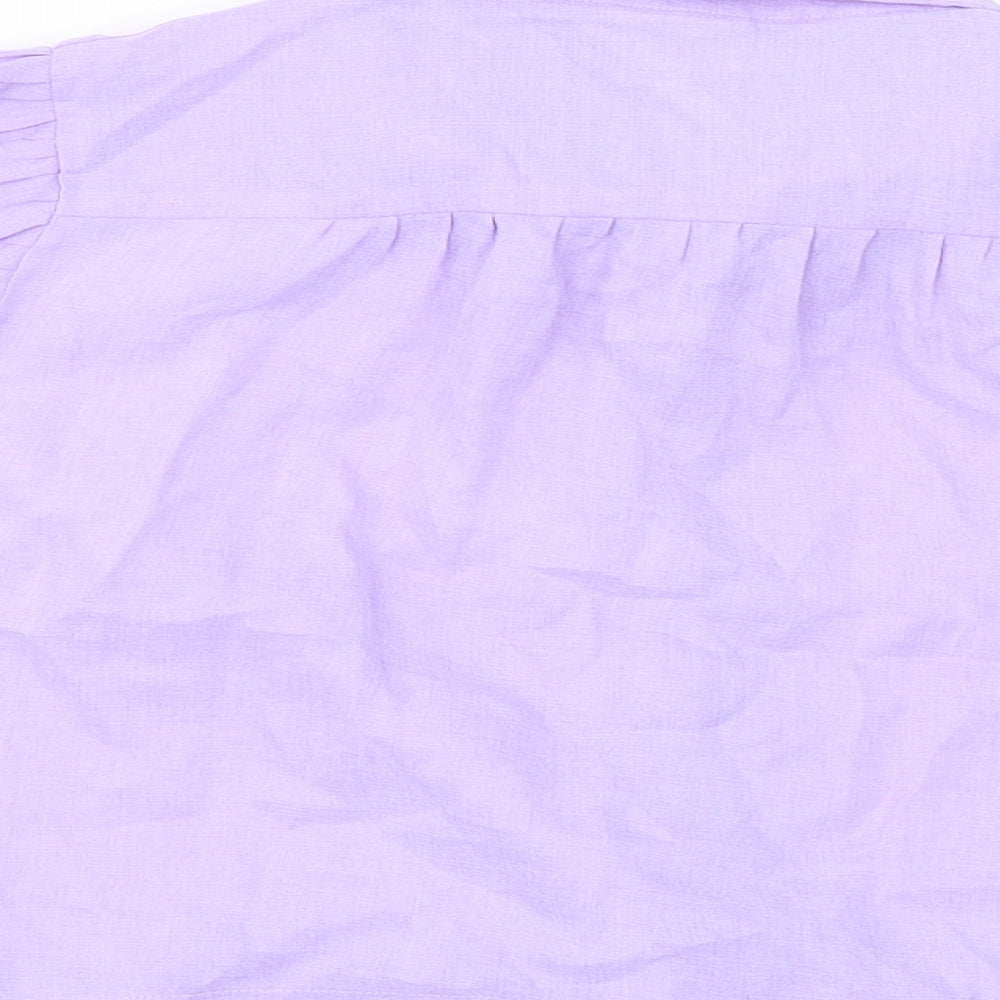 Looking Glass Original Womens Purple Polyester Cropped Button-Up Size 12 Collared