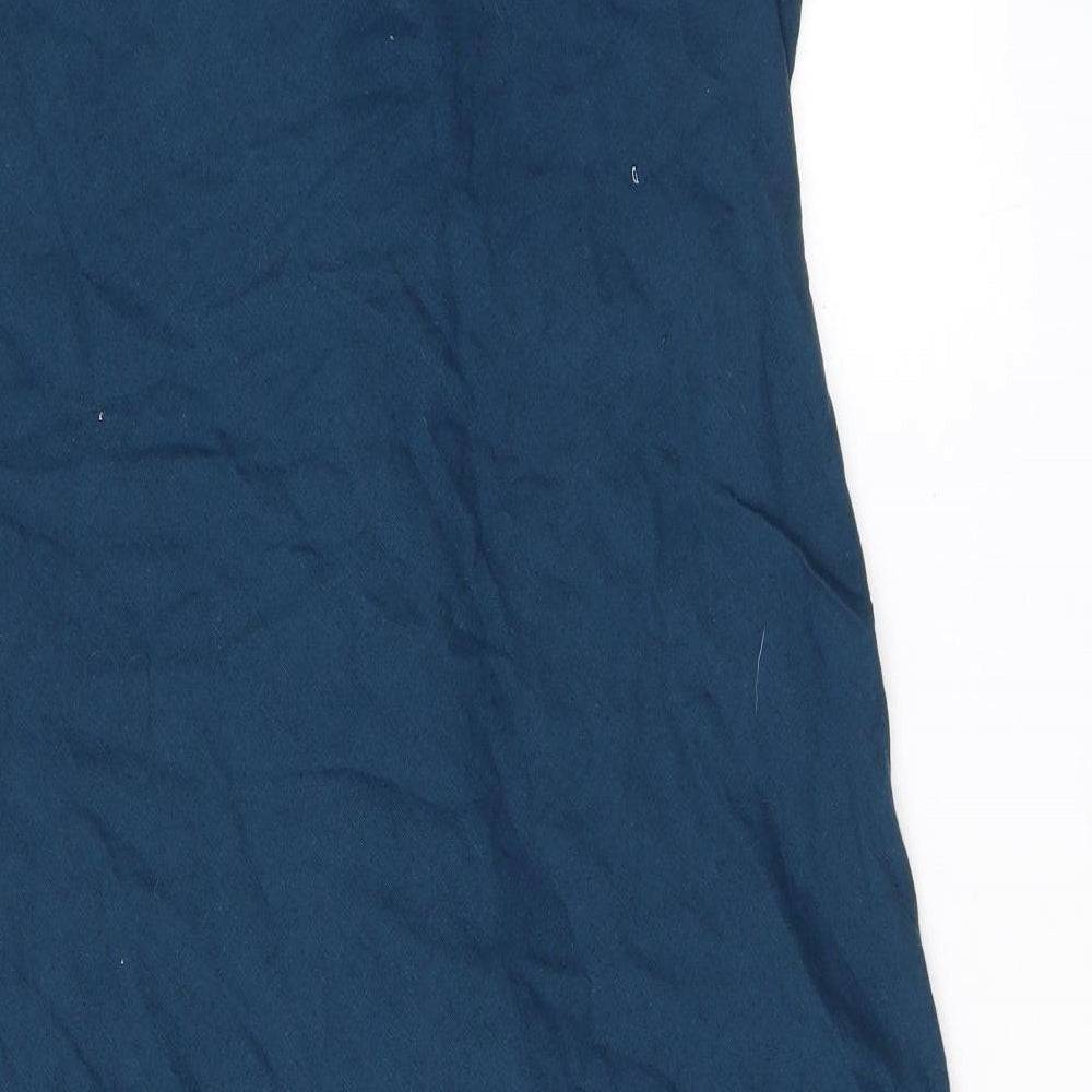 Adini Womens Blue Cotton A-Line Size L Halter Tie - Flower detail