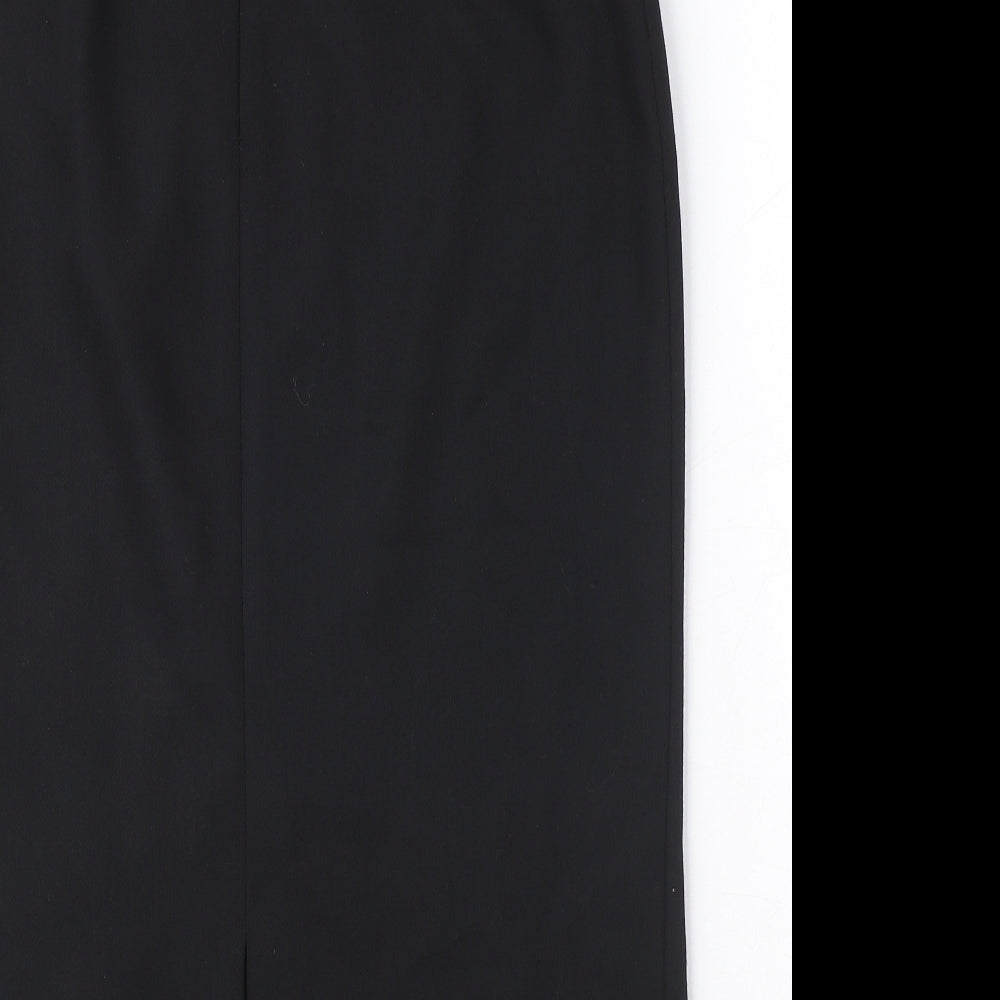 Marks & Spencer Womens Black Polyester A-Line Skirt Size 14 Zip
