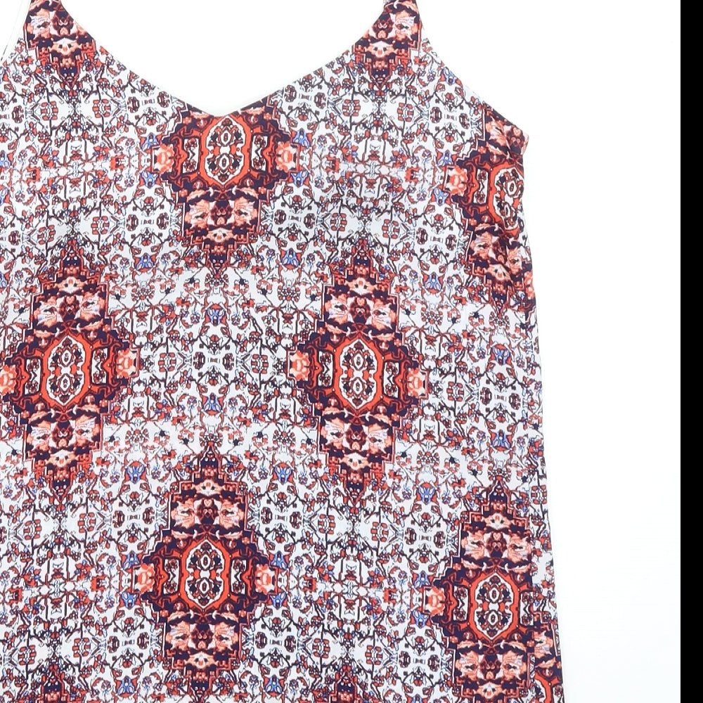 Just Jeans Womens Multicoloured Geometric Polyester Basic Tank Size 10 V-Neck
