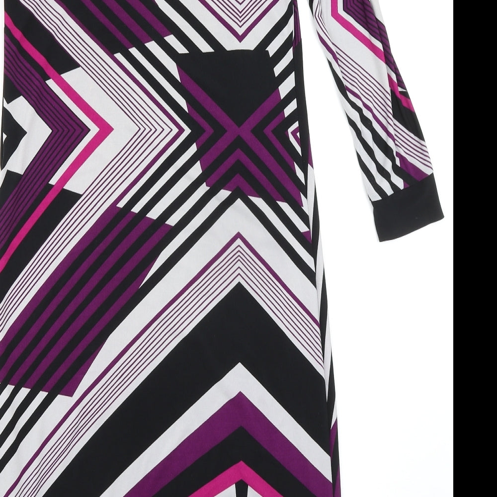 Marks & Spencer Womens Multicoloured Geometric Polyester Shift Size 8 Boat Neck Pullover