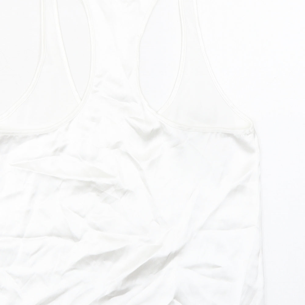 Zara Womens White Polyester Basic Tank Size M Scoop Neck