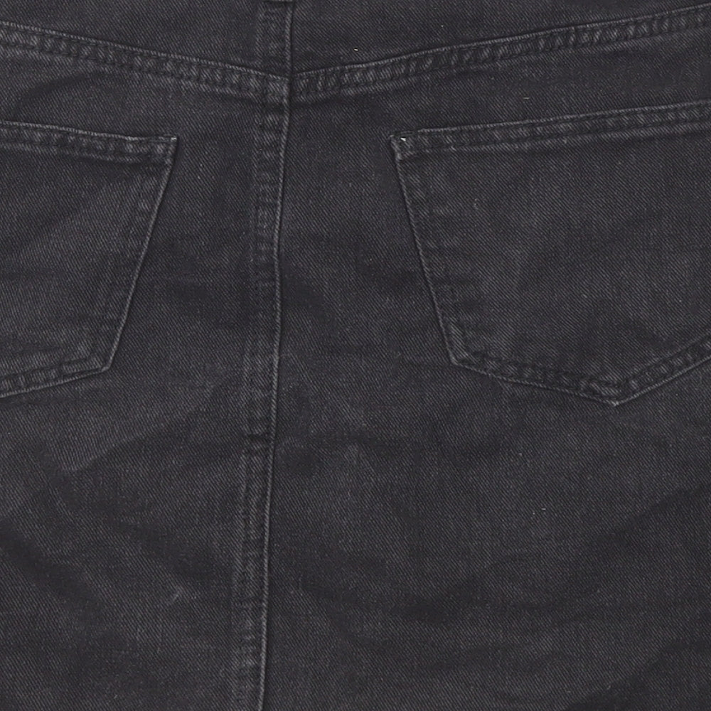 Denim & Co. Womens Black Cotton A-Line Skirt Size 10 Zip