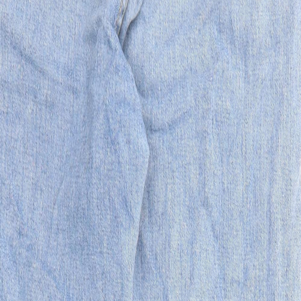 Momokrom Womens Blue Cotton Straight Jeans Size 8 L24 in Regular Zip - Raw Hems