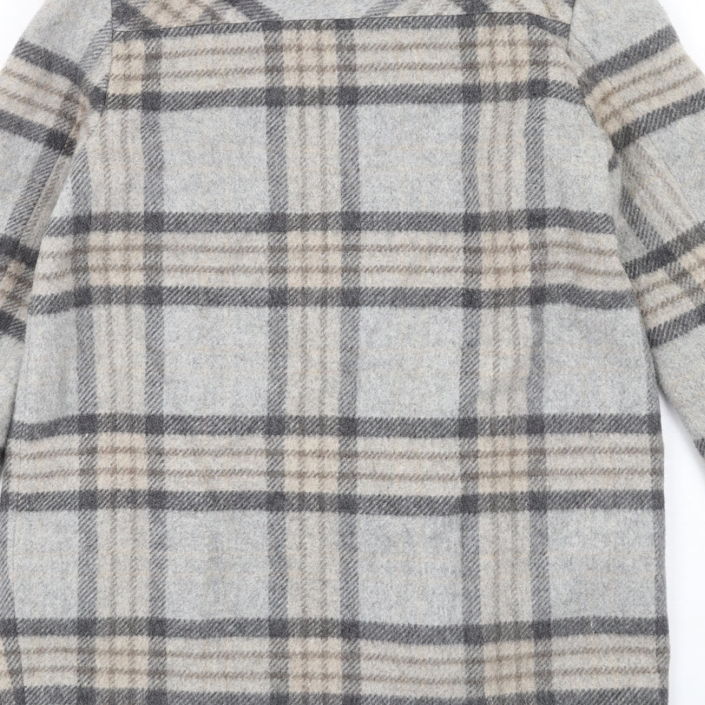NEXT Womens Grey Plaid Jacket Coat Size 8 Button