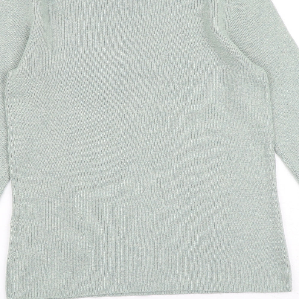 Warehouse Womens Green Round Neck Polyamide Pullover Jumper Size 8