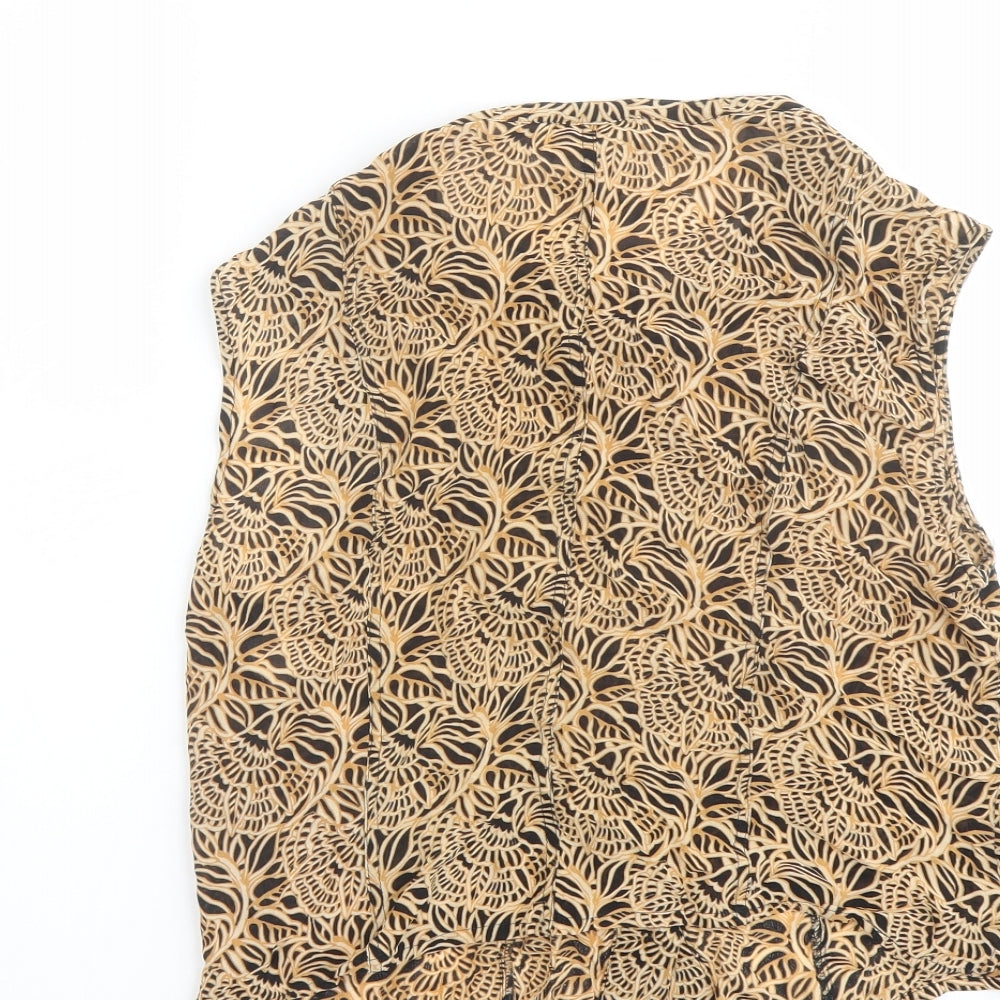 Claudia Stráter Womens Brown Geometric Viscose Basic Blouse Size 14 Henley