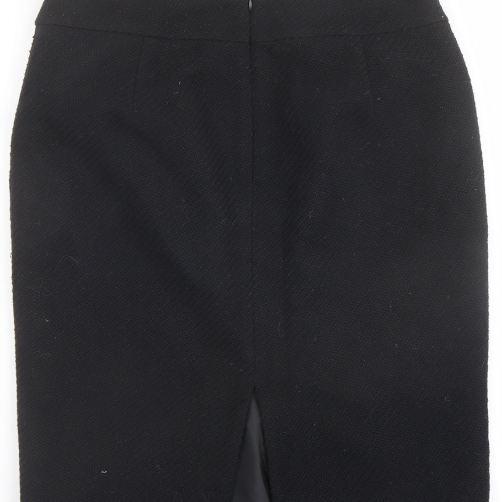 Marks & Spencer Womens Black Polyester Swing Skirt Size 10 Zip