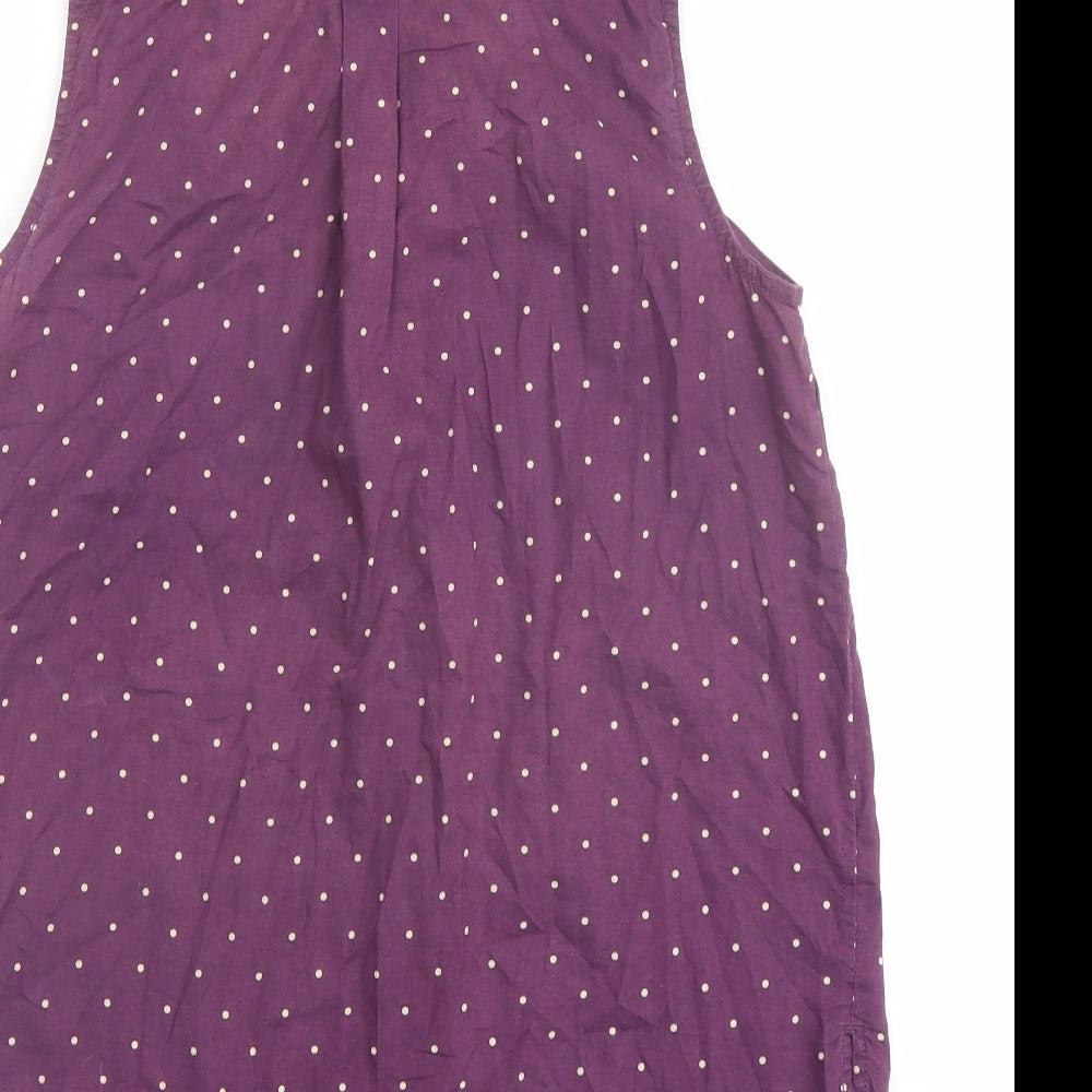 H&M Womens Purple Polka Dot Cotton Basic Button-Up Size 8 Collared