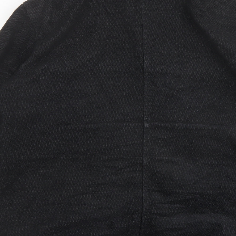 Marks & Spencer Mens Black Pea Coat Coat Size L Zip