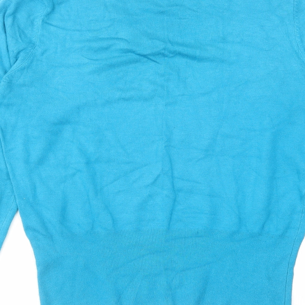 Debenhams Womens Blue V-Neck Viscose Pullover Jumper Size 14