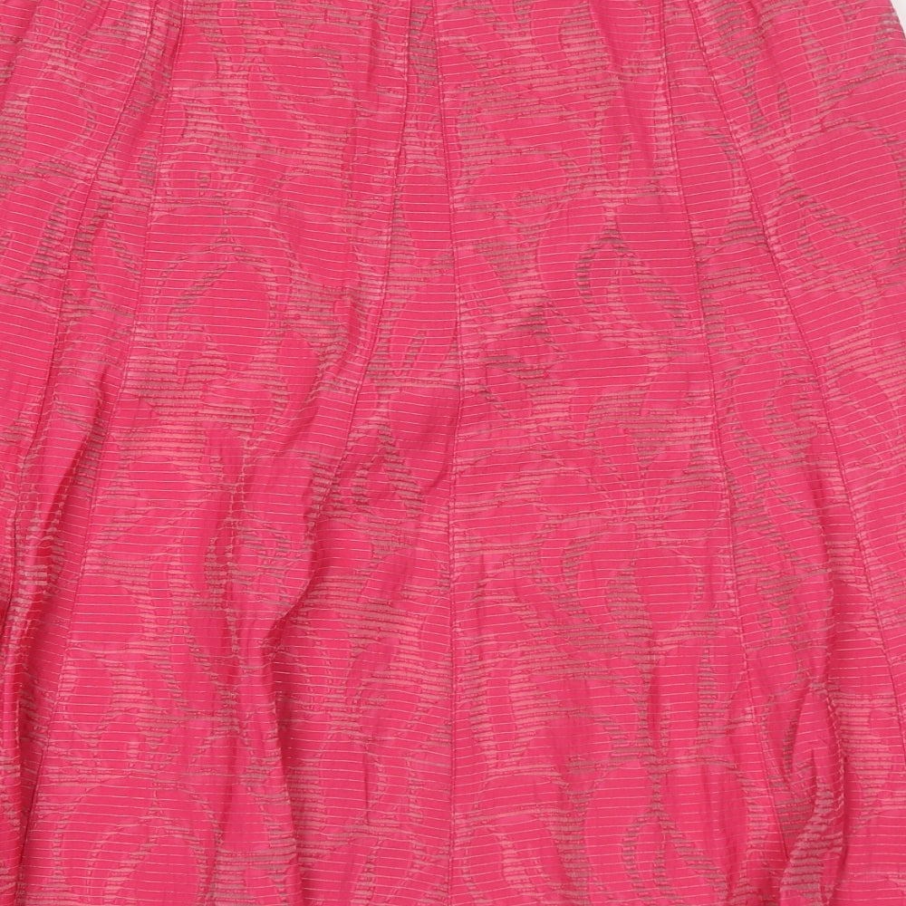 Classics Womens Pink Geometric Viscose Swing Skirt Size 12 Zip