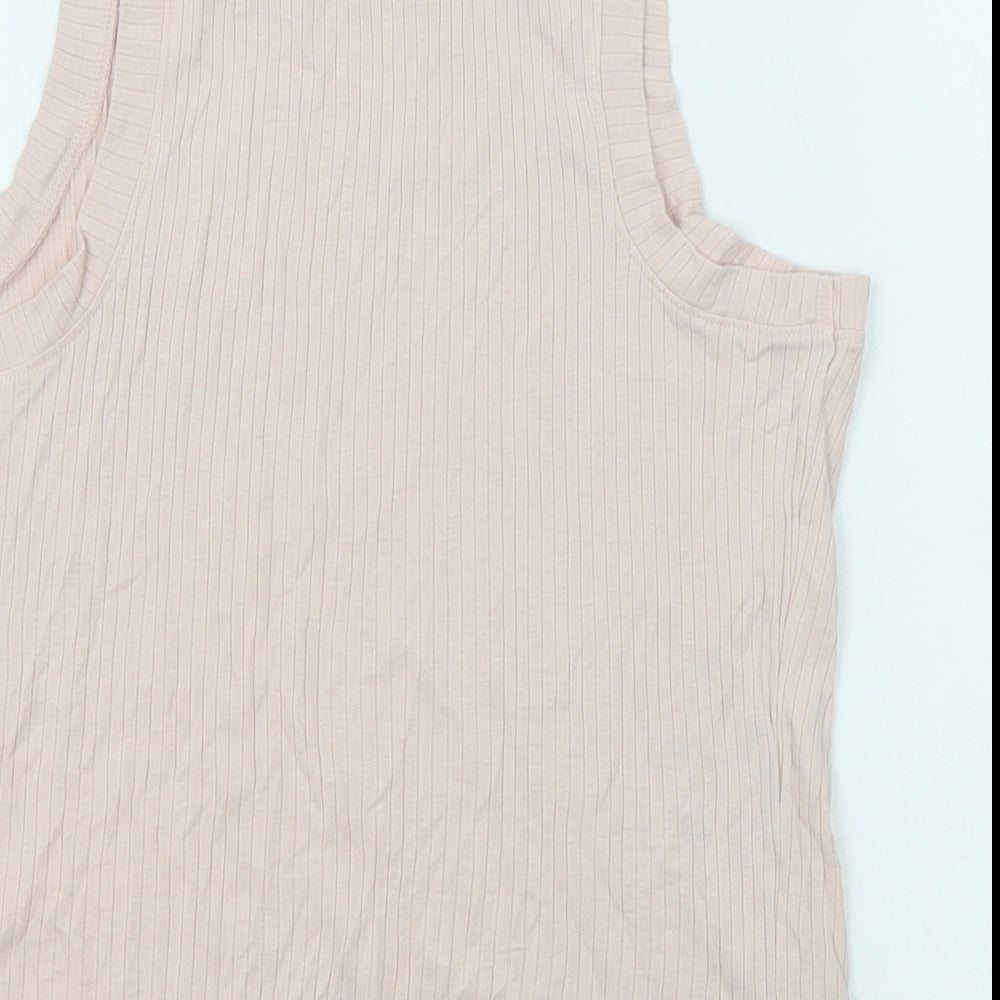 Marks & Spencer Womens Pink Cotton Camisole Tank Size S Round Neck