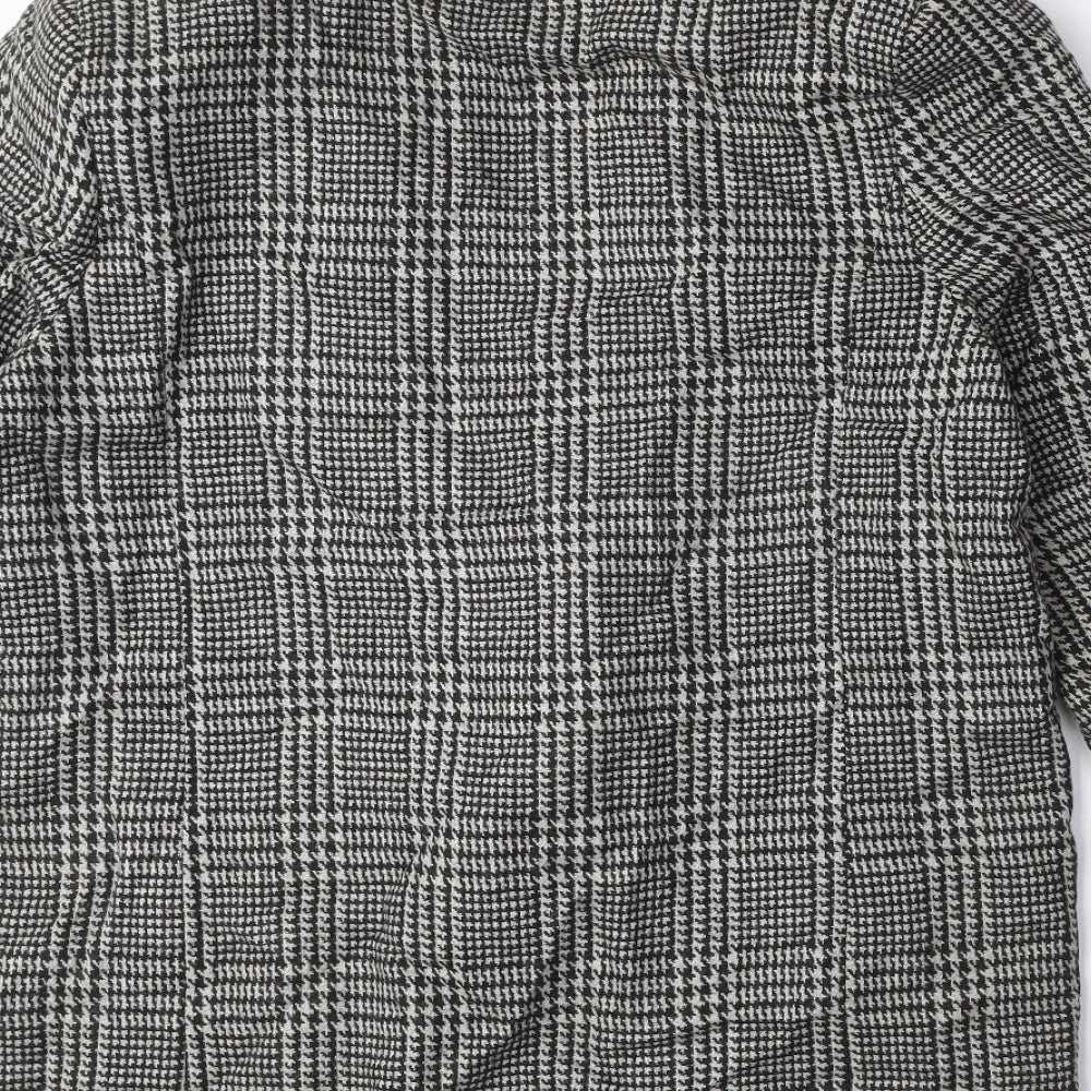 H&M Womens Grey Geometric Pea Coat Coat Size 12 Button