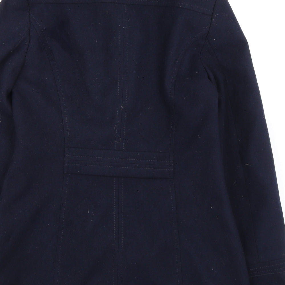 BHS Womens Blue Pea Coat Coat Size 10 Button