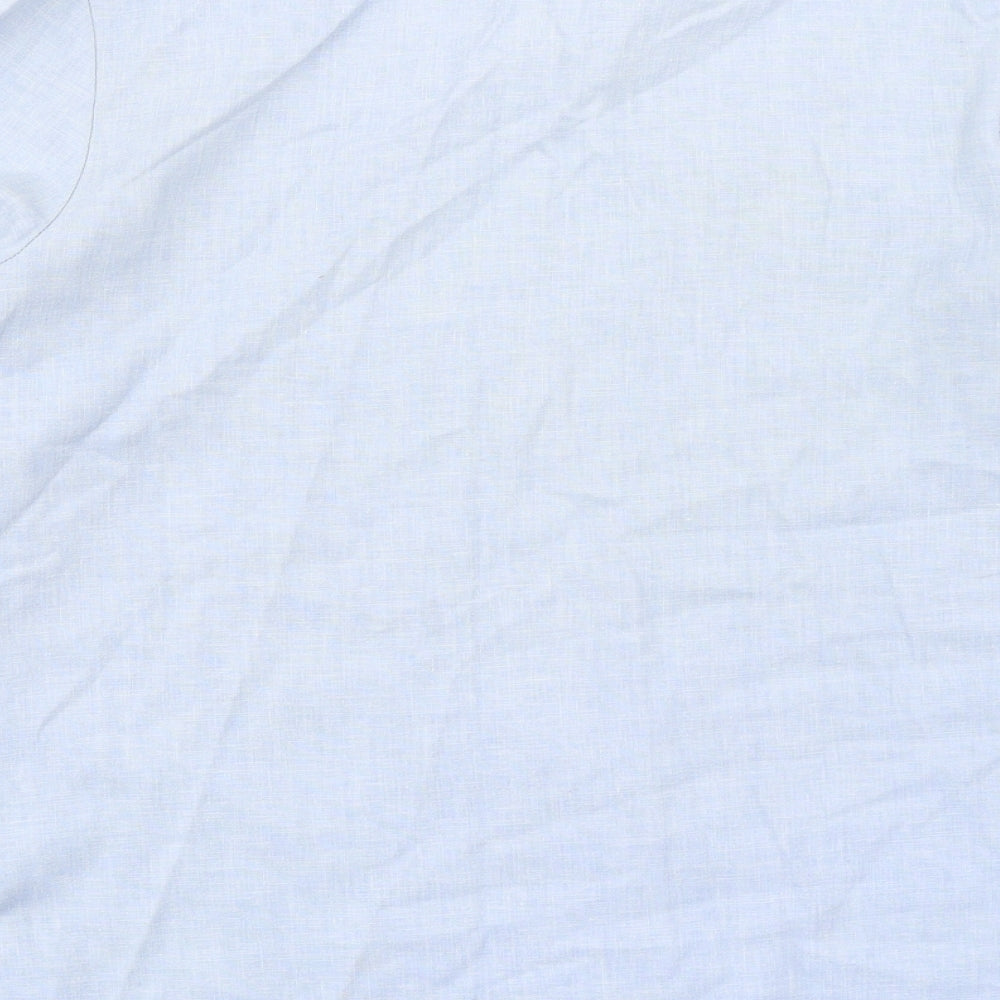 Marks & Spencer Womens Blue Polyester Basic Button-Up Size 10 Crew Neck