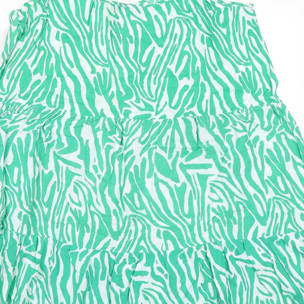 Marks & Spencer Womens Green Geometric Viscose Trapeze & Swing Size 18 Round Neck Pullover