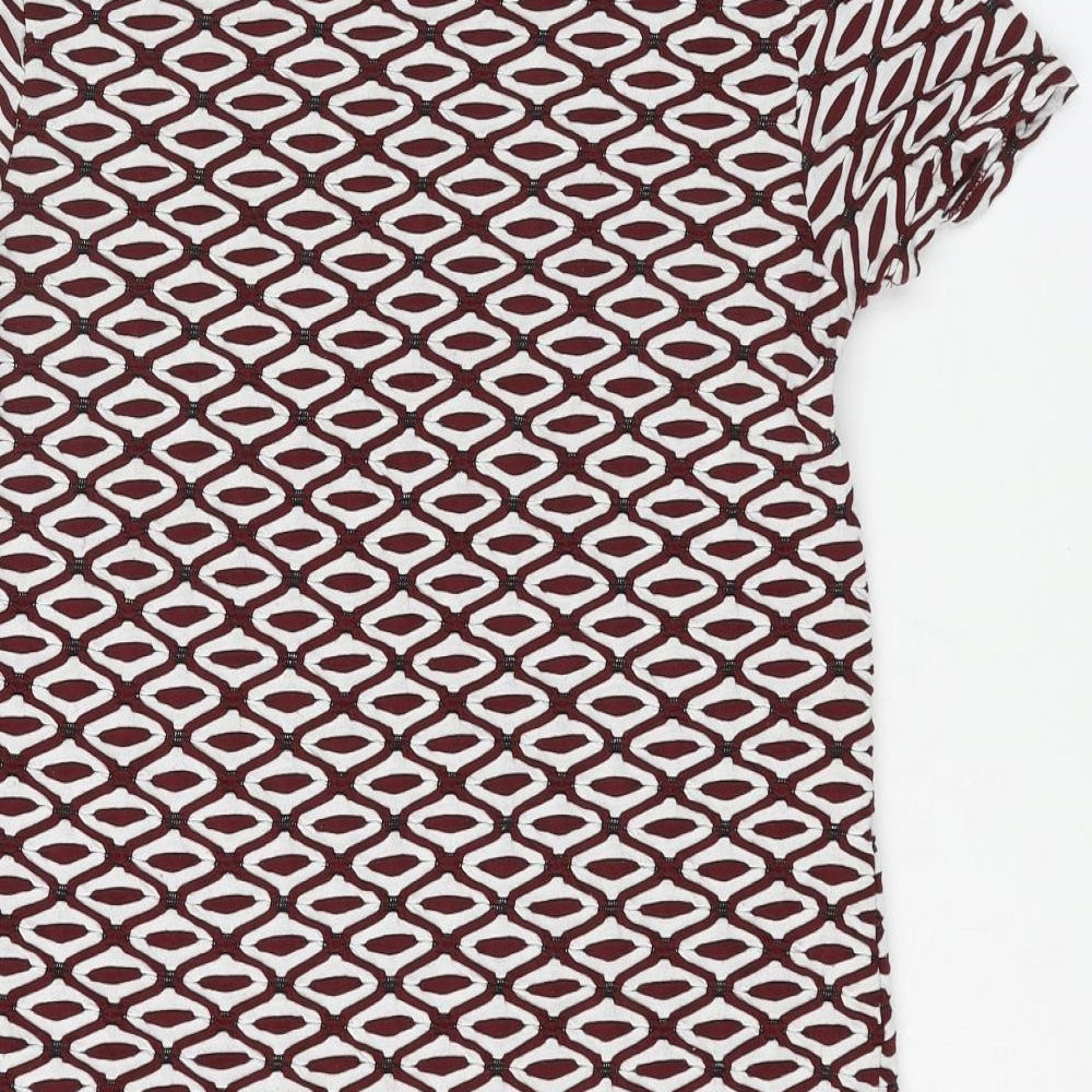 Zara Womens Multicoloured Geometric Polyester Bodycon Size S Round Neck Pullover