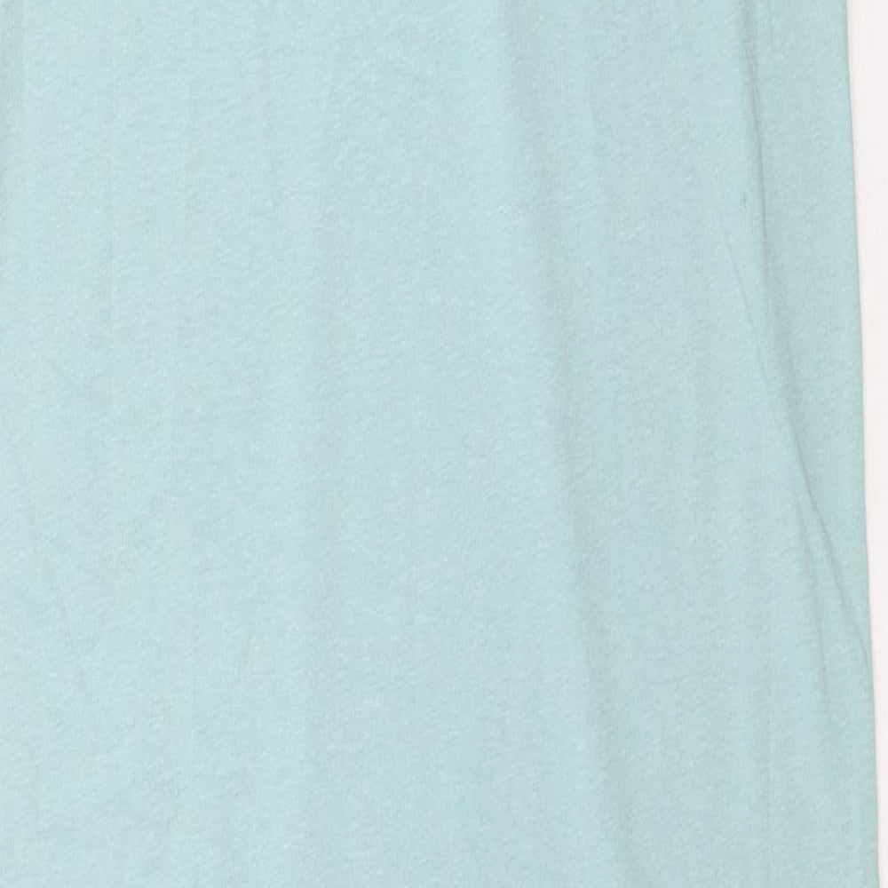 Marks & Spencer Womens Blue Cotton A-Line Size XS Round Neck Pullover - Broderie Anglaise Sleeve