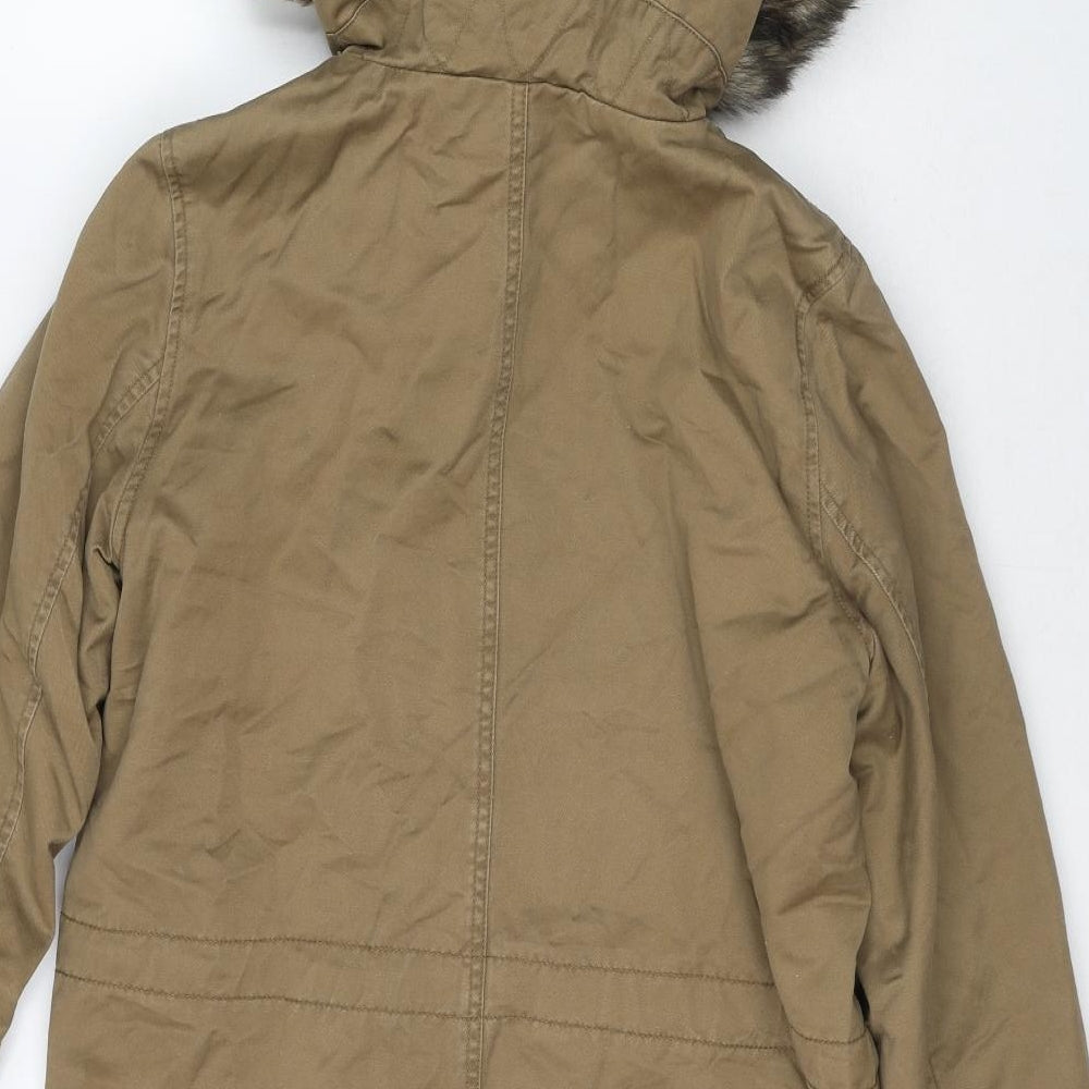 Topshop Womens Brown Parka Coat Size 10 Zip
