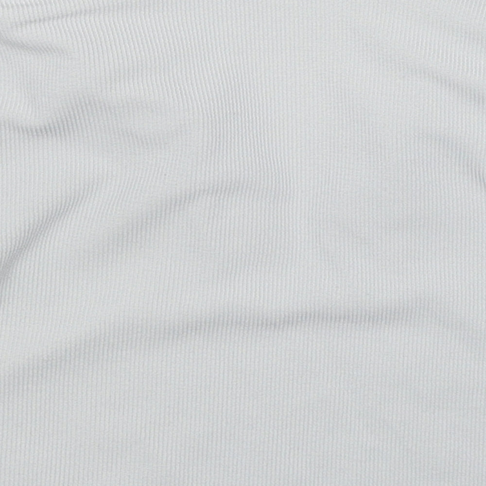 PRETTYLITTLETHING Womens Grey Polyester Cropped Polo Size 12 Collared - Ribbed