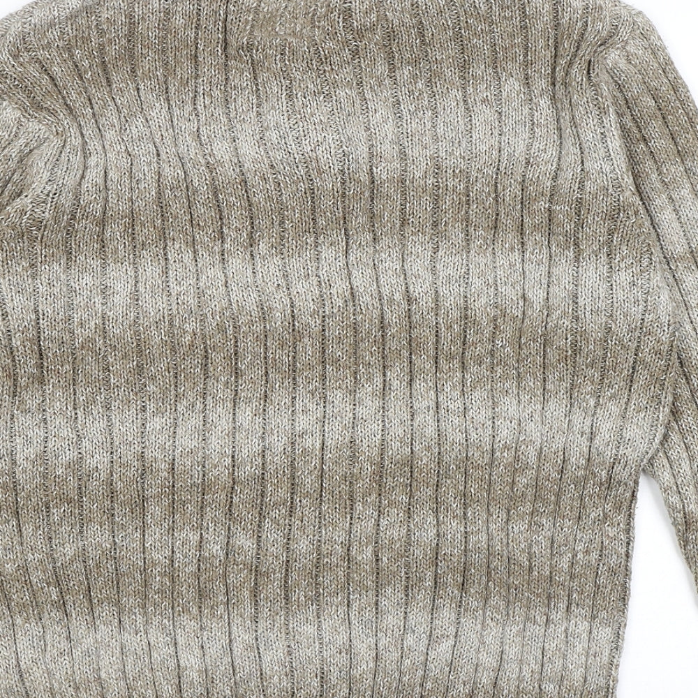 Marks & Spencer Womens Brown Mock Neck Acrylic Henley Jumper Size L